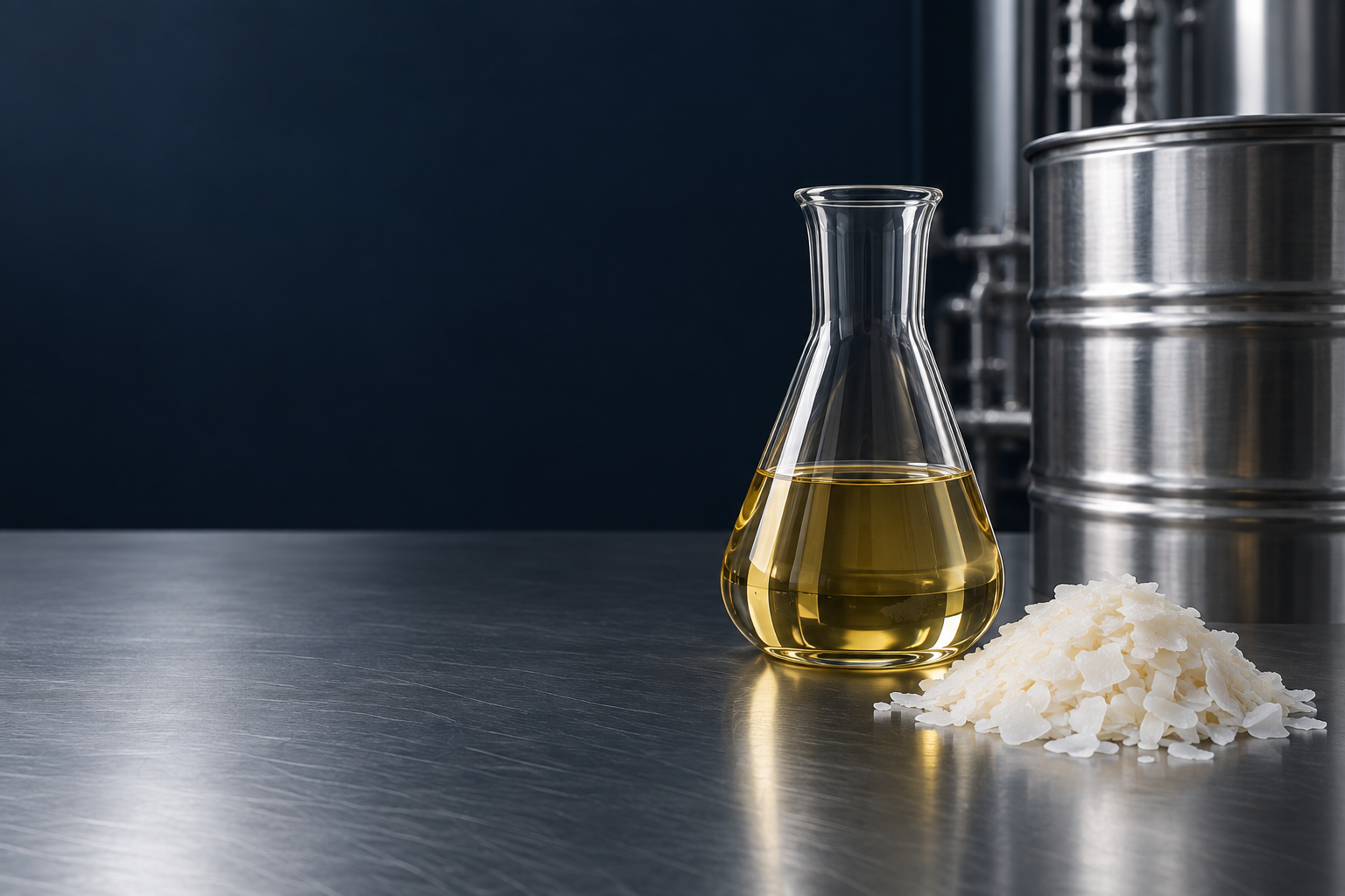 Castor oil and castor-derived flakes in a controlled industrial setting